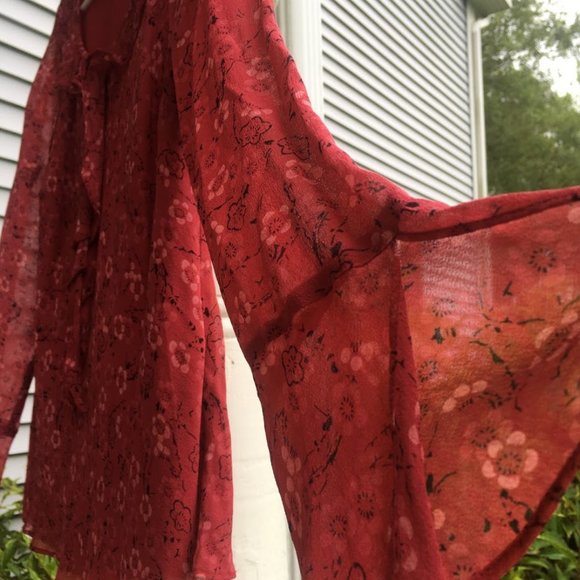 VTG 90s LOFT Silk Floral Blouse - Picture 4 of 6